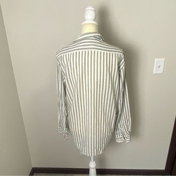 H&M Linen Blend Striped Button Front Regular Fit Coupe Standard Button Up Mens S - Picture 2 of 16
